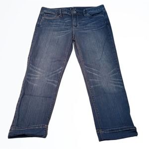 White House Black Market The Slim Mid Rise Crop Cuffed Blue Jean Size 6 Waist 29